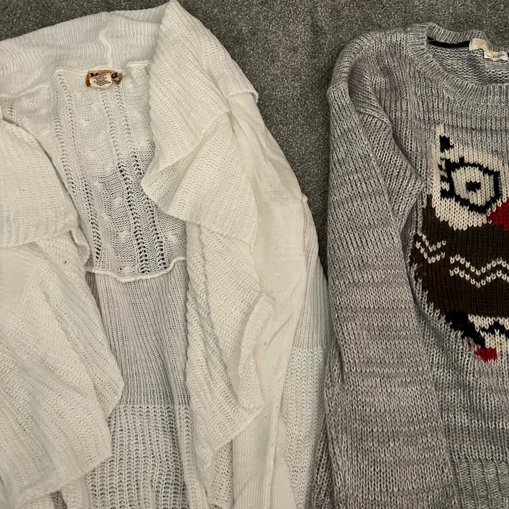 Mudd White Open Flowy Cardigan Sweater Size Medium